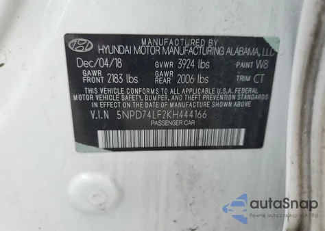 2019 Hyundai Elantra Se из США, поврежденный, VIN 5NPD74LF2KH444166